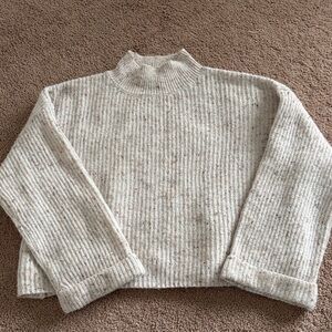 Neutral Speckled Mock Neck Sweater - Women